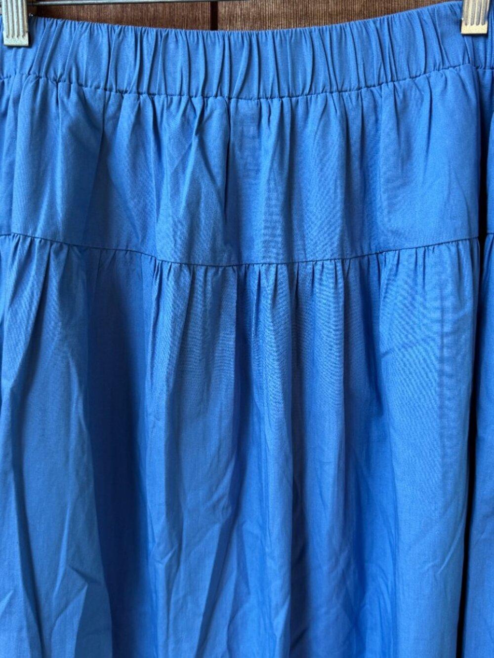 NWT Abercrombie & Fitch Blue Poplin Tiered Maxi Skirt in Women's Large - Picture 10 of 14